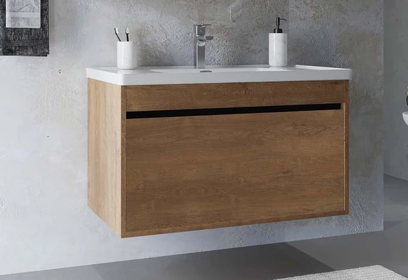 Teta Home Mersin 80 cm Mdf Banyo Lavabolu Alt Dolap  Kafkas Meşe