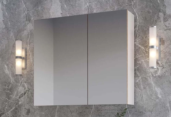 Teta Home Tokyo 80CM Mdf Banyo Üst Aynalı Dolap  Krem-Atlantik Çam
