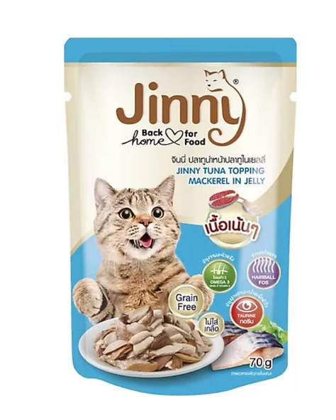 Jinny Ton Balıklı Uskumru Jelly Tahılsız Kedi Yaş Maması 70 Gr