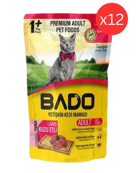 Bado Yetişkin Kediler İçin Kuzu Etli Yaş Mama 85 Gr x 12 Adet