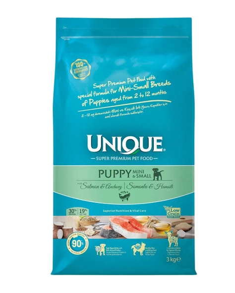 Unique Mini ve Küçük Irk Yavru Köpek Maması Somonlu&Hamsili 3 kg