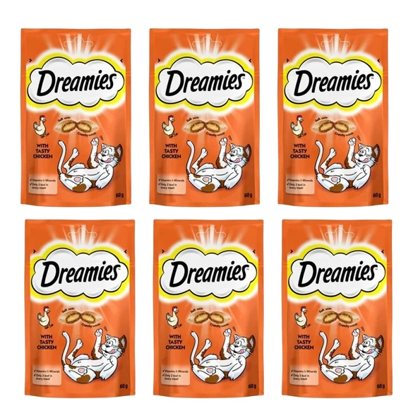 Dreamies Kedi Ödül Maması Tavuklu  60 gr x 6 Adet