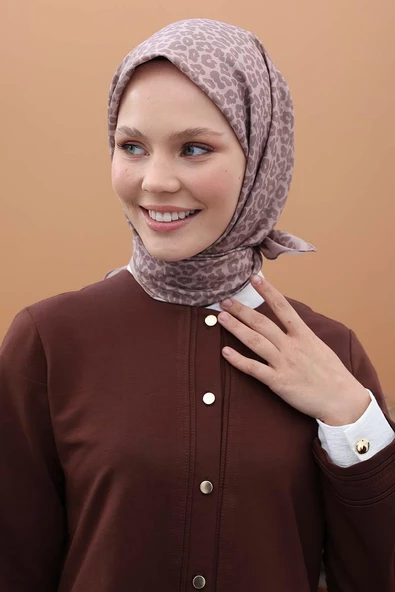 Leopar-Desenli Pamuk Viskon Şal - Resim 2