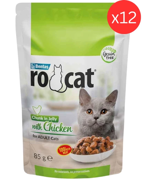 Ro Cat Yetişkin Kedi Tavuklu Yaş Mama 85 Gr x 12 Adet