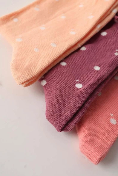 Bordo-Kavun-Turuncu-3 Lü Soket Çorap Set - Resim 2