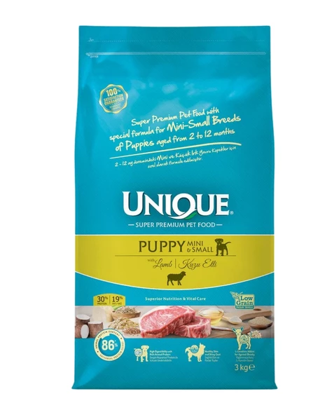 Unique Mini ve Küçük Irk Yavru Köpek Maması Kuzu Etli 3 kg