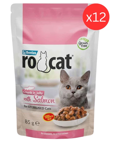 Ro Cat Sterilised Somonlu Kedi Yaş Mama 85 Gr x 12 Adet