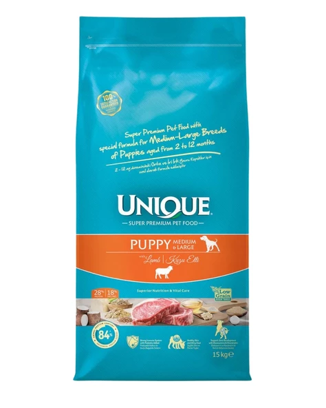 Unique Orta ve İri Irk Yavru Köpek Maması Kuzu Etli 15 kg