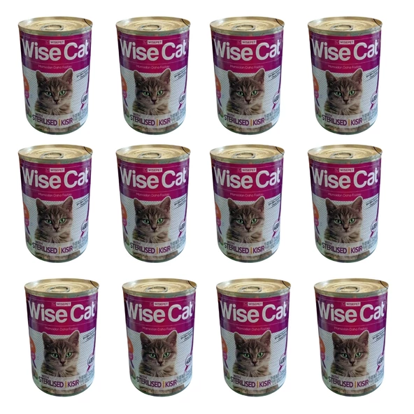 Wise Cat Kısırlaştırılmış Somonlu  Yetişkin Kedi Konserve Maması  400 gr 12 Adet