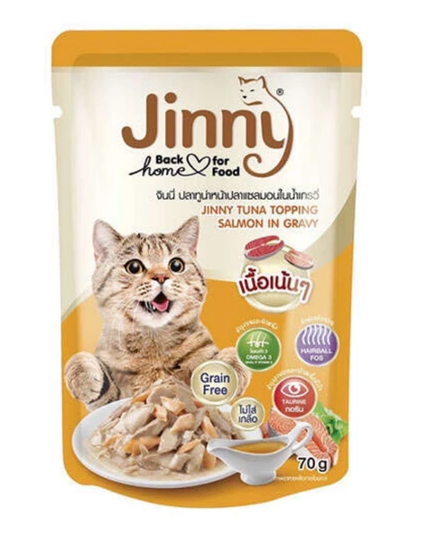 Jinny Ton Balıklı Somonlu Gravy Tahılsız Kedi Yaş Maması 70 Gr