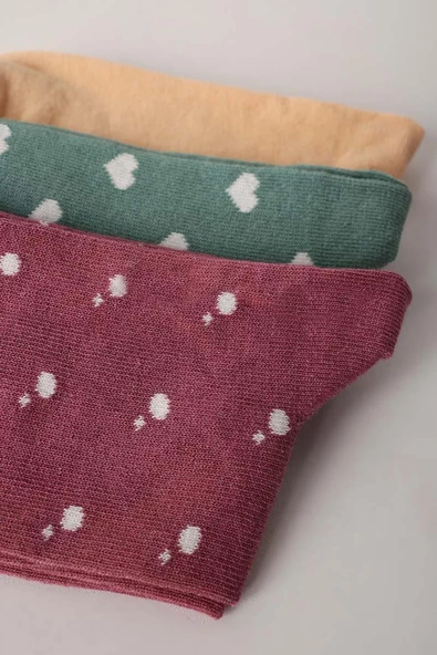 Bordo-Kavun-Yeşil-3 Lü Soket Çorap Set - Resim 2