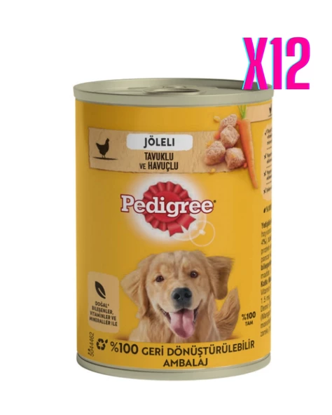 Pedigree Jöleli Tavuklu ve Havuçlu Köpek Yaş Mama 12 x 400gr