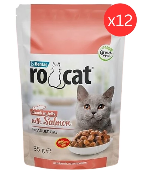 Ro Cat Yetişkin Kediler İçin Somonlu Yaş Mama 85 Gr x 12 Adet