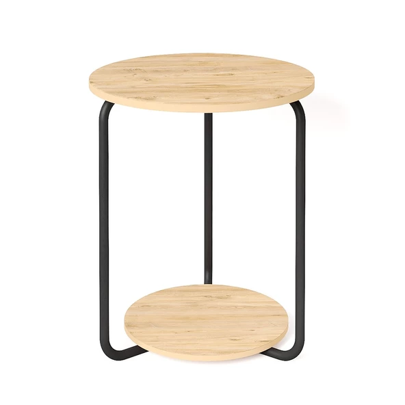 Eportatif Yuvarlak Dekoratif Zigon Sehpa Orta Sehpa Çam 1539 - 4