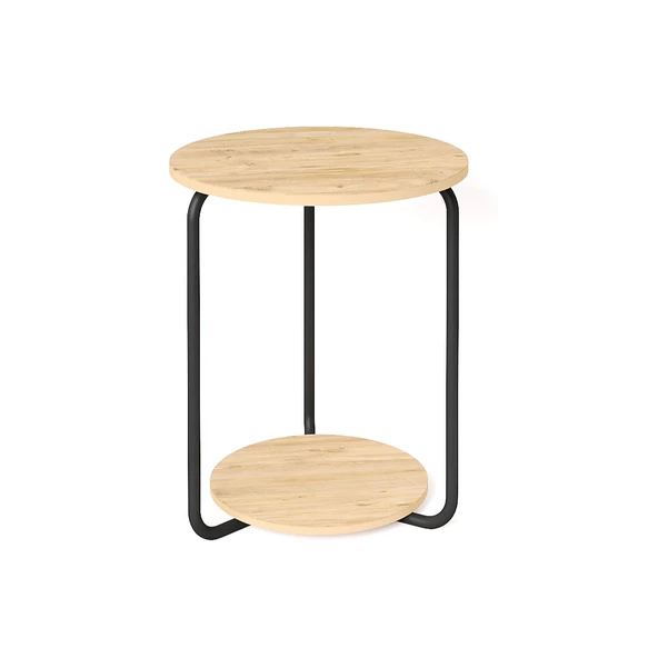 Eportatif Yuvarlak Dekoratif Zigon Sehpa Orta Sehpa Çam 1539 - 6