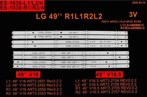 BM-199 (2X4LED 48,6CM - 2X4LED 48,6CM - 2X4LED 49,5CM 2X4LED 49,5CM) LG 49" RTL1183 6916L-2453A, 6916L-2552A, 6916L-2551A, 6916L-2452A