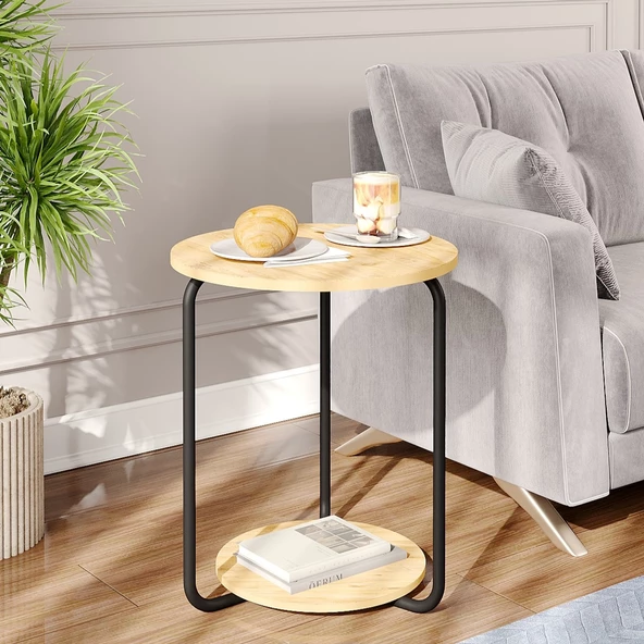 Eportatif Yuvarlak Dekoratif Zigon Sehpa Orta Sehpa Çam 1539 - 2