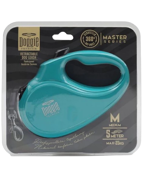 Doggie Otomatik Köpek Tasması Master M 25 kg 5 mt Mavi