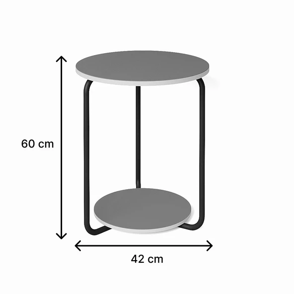 Eportatif Yuvarlak Dekoratif Zigon Sehpa Orta Sehpa Çam 1539 - 7
