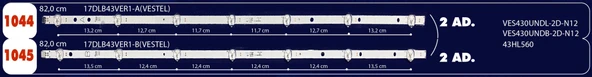 BM-51 (2X7LED 2X7LED) VESTEL 43" B-1044 RTL0196T VES430UNDL-2D-N12 &VES430UNDB-2D-N12 & 43HL560 17DLB43VER1-A