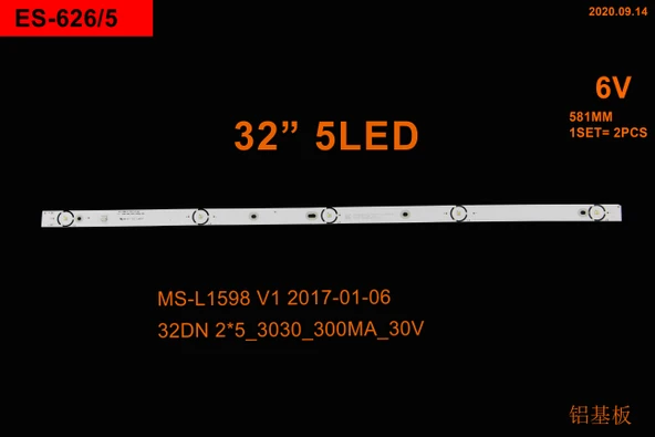 BM-144 (2X5LED) YUMATU 32" B-626 RTL1598 58,1CM DIGIPOL 32DP1A LED BAR, MS-L1598 V1, 32DN 2 *, 5_3030_300MA_30V, 6V/LED, 8D32-DNWR-A3205A TK86