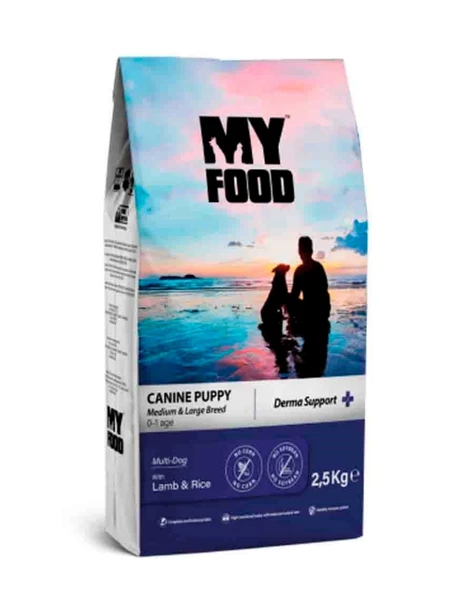 My Food Kuzulu Pirinçli Yavru Orta/Büyük Irk Köpek Maması Derma Support 2,5 Kg