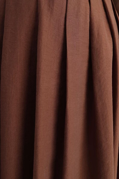 Kahve-Pileli Kloş Etek - Resim 4