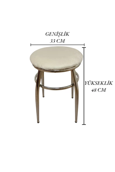 Tabure, Bar Taburesi, 2'li Tabure, Metal Ayaklı Tabure, Iç Içe Geçebilen Tabure, Ikili Tabure, Krem - 7