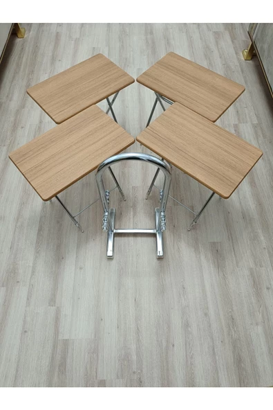 Çanta Zigon Sehpa, 4'lü Sehpa, Servis Sehpası, Mdf Mebran Sehpa, Bambu Sehpa, Katlanır Sehpa - Resim 6