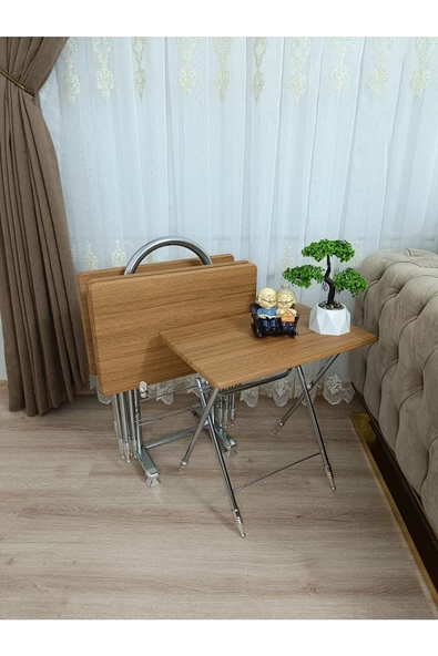 Çanta Zigon Sehpa, 4'lü Sehpa, Servis Sehpası, Mdf Mebran Sehpa, Bambu Sehpa, Katlanır Sehpa