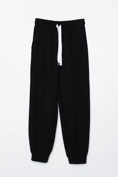 Siyah-Büyük Cep Detaylı Eşofman Altı - Resim 7