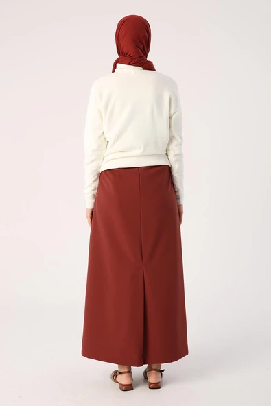 Kiremit-Beli Lastikli Kalem Etek - Resim 4