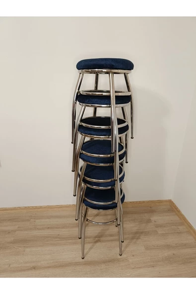 Tabure, Bar Taburesi, 4'lü Tabure, Metal Ayaklı Tabure, Iç Içe Geçebilen Tabure, Dörtlü Tabure,mavi - Resim 4
