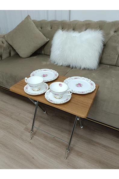 Çanta Zigon Sehpa, 4'lü Sehpa, Servis Sehpası, Mdf Mebran Sehpa, Bambu Sehpa, Katlanır Sehpa - Resim 4