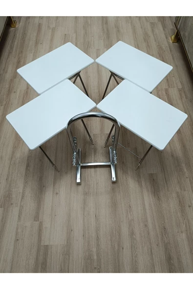 Çanta Zigon Sehpa,4'lü Sehpa, Servis Sehpası, Mdf Mebran Sehpa, Beyaz Sehpa, Katlanır Sehpa - Resim 6