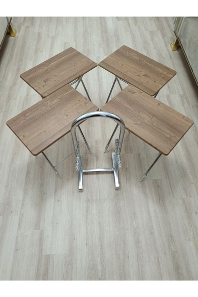 Çanta Zigon Sehpa,4'lü Sehpa, Servis Sehpası, Mdf Mebran Sehpa, Ceviz Sehpa, Katlanır Sehpa - Resim 6