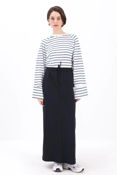 Lacivert-İki Cepli Etek - Resim 2