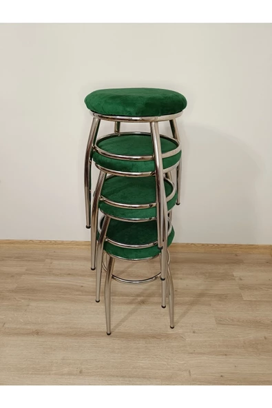 Tabure, Bar Taburesi, 4'lü Tabure, Metal Ayaklı Tabure, Iç Içe Geçebilen Tabure, Dörtlü Tabure,yeşil - Resim 3