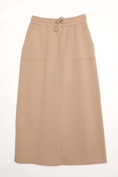 Bej-İki Cepli Etek - Resim 7