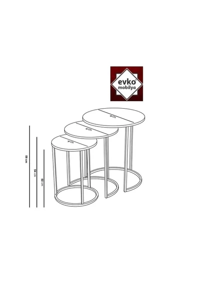 3'lü Zigon Sehpa Gold Kırılmaz Temperli Camlı, Servis Sehpası, Salon Sehpası - 3