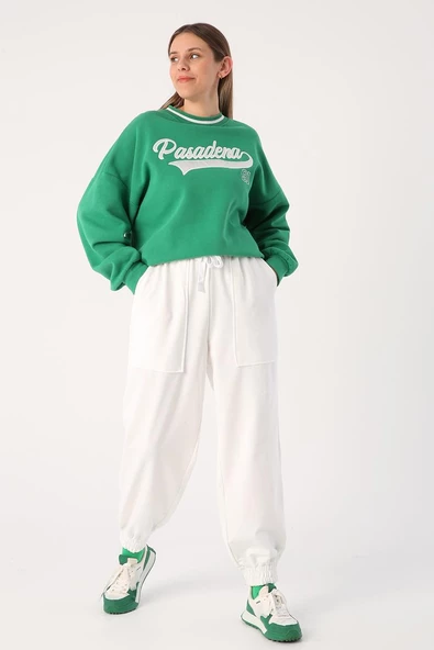 Ekru-Büyük Cep Detaylı Eşofman Altı - Resim 3