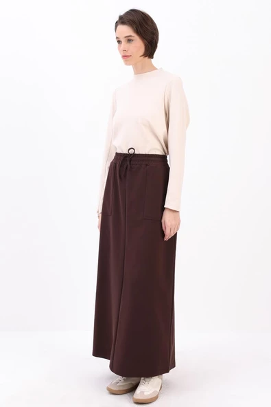 Kahve-İki Cepli Etek - Resim 3