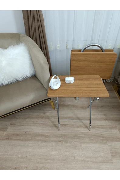 Çanta Zigon Sehpa, 4'lü Sehpa, Servis Sehpası, Mdf Mebran Sehpa, Bambu Sehpa, Katlanır Sehpa - Resim 5