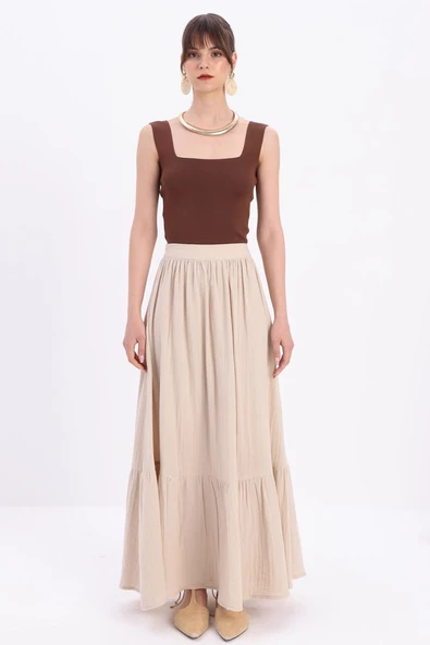 Taş-%100 Pamuklu Kloş Etek - 2