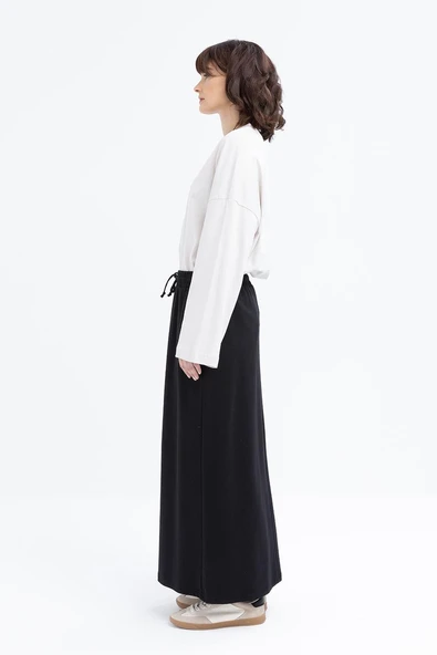 Siyah-Pamuklu İki Cepli Likralı Etek - Resim 2