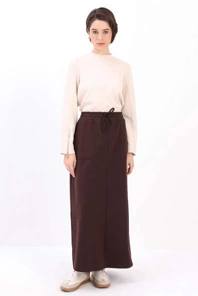 Kahve-İki Cepli Etek - Resim 2