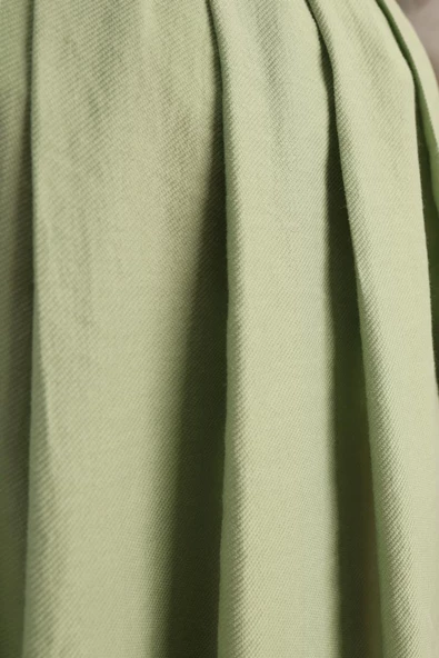 Açık Yeşil-Pileli Kloş Etek - Resim 5