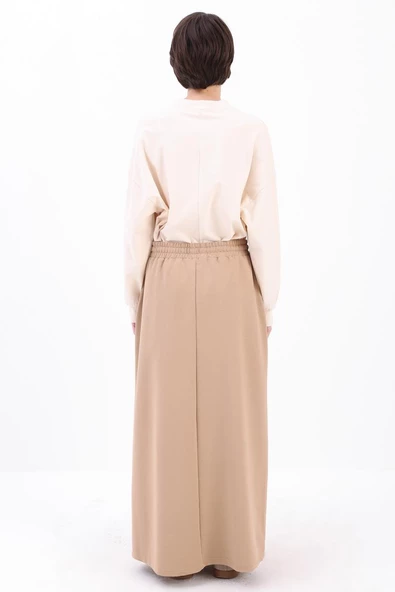 Bej-İki Cepli Etek - Resim 5