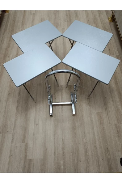 Çanta Zigon Sehpa,4'lü Sehpa, Servis Sehpası, Mdf Mebran Sehpa, Gri Sehpa, Katlanır Sehpa - 6