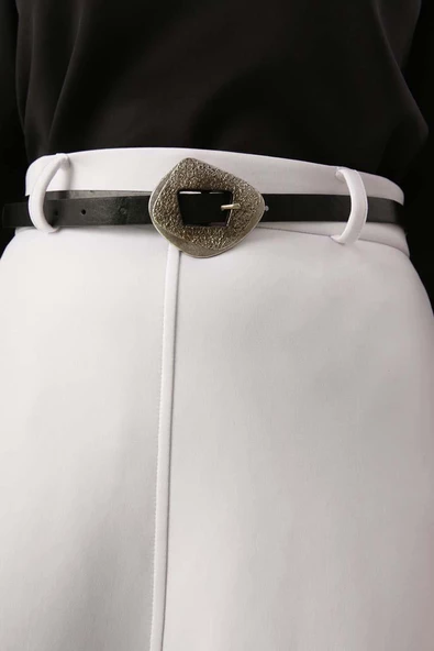 Beyaz-Kemerli Scuba Çan Etek - Resim 6